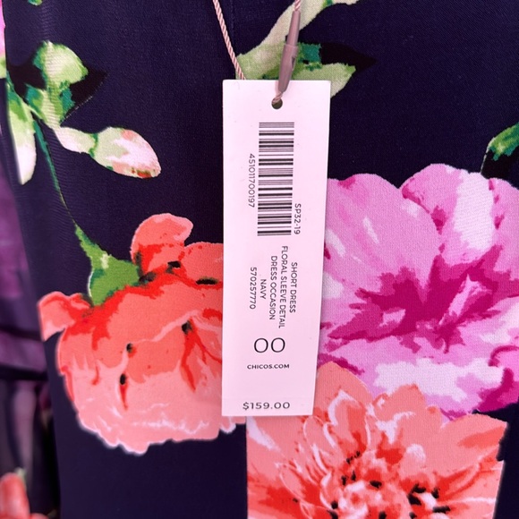 ❤️ Chico’s Short Dress Floral Sleeve Detail - Picture 7 of 9